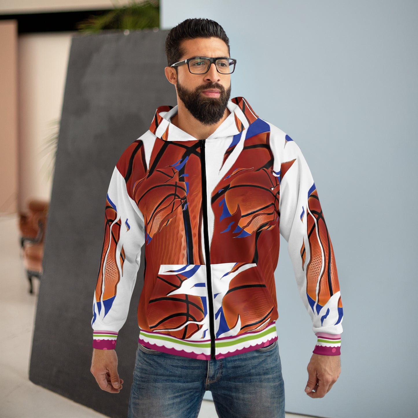 Rcnsons Unisex Zip 'HighClass baseball' Hoodie (AOP)