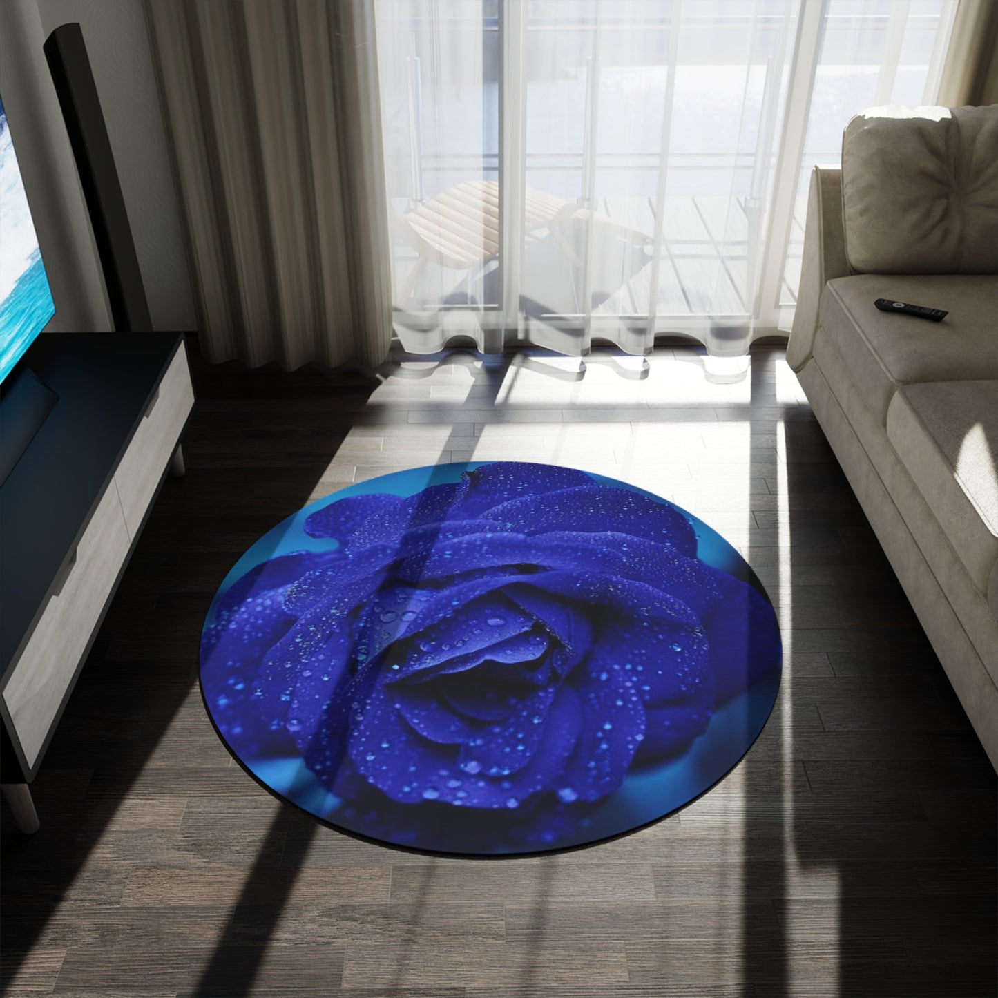 Blue lily Round Rug