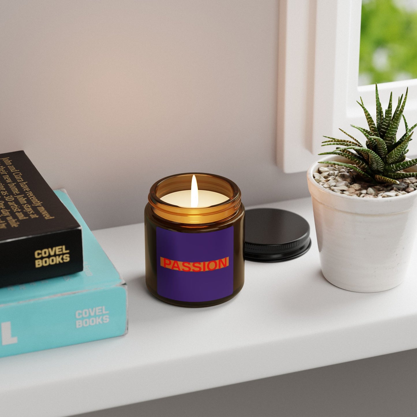 Passion Scented Soy Candle (Multi-Size, Amber Jar) Home