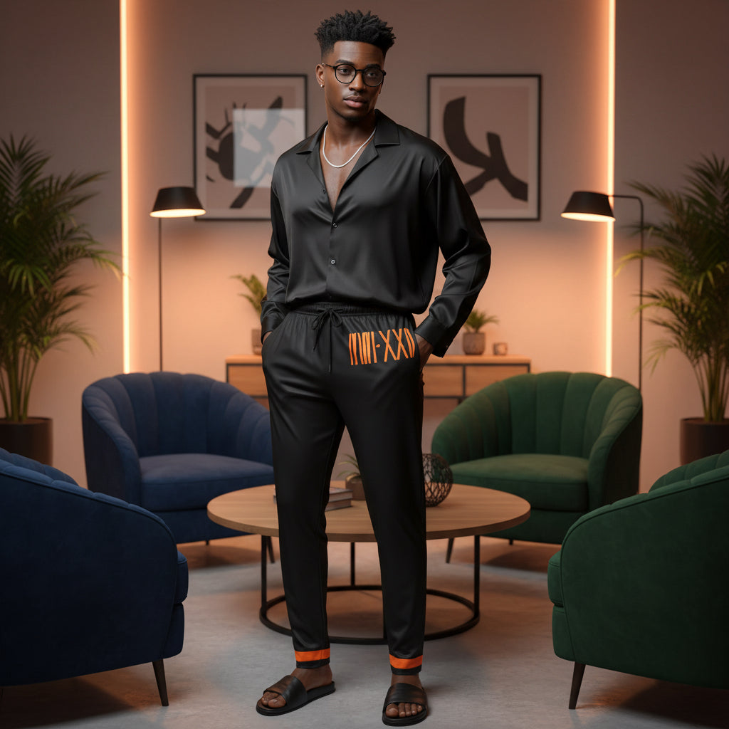 Men's Pajama Pants with Orange Trim Printify