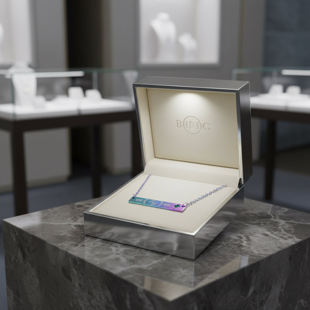 Necklace - Born is being Engraved Cross Bar Design Printify