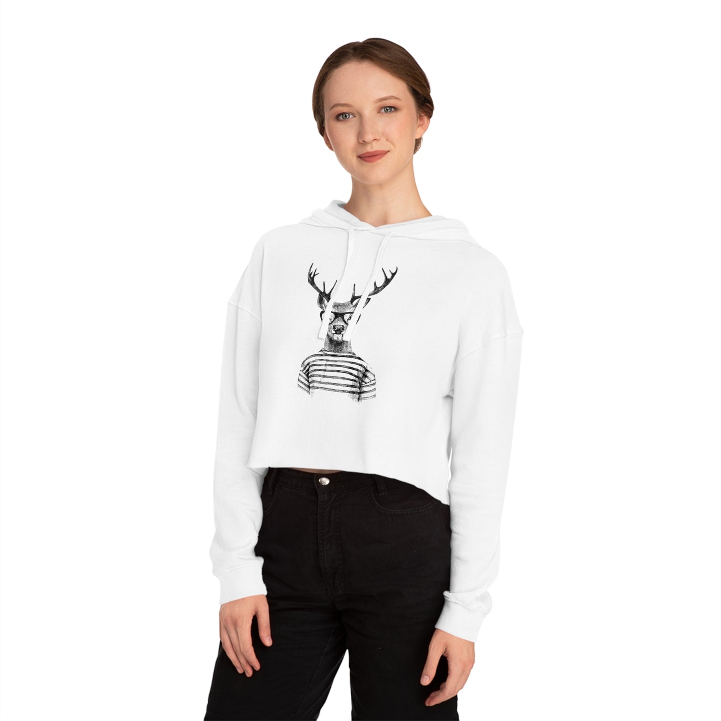 Rain Deer Cropped Hooded Sweatshirt