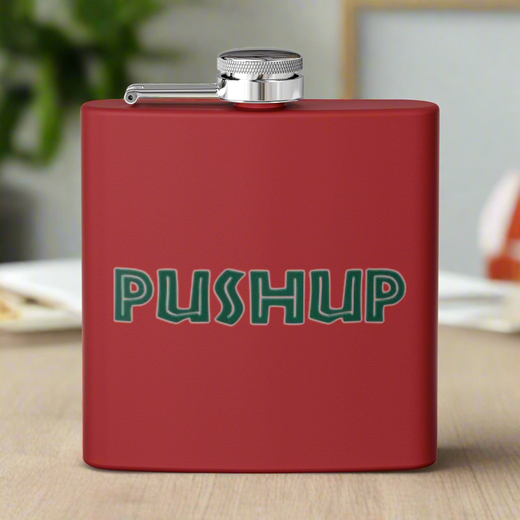 Personalized 6oz Stainless Steel Flask - Pushup Design
