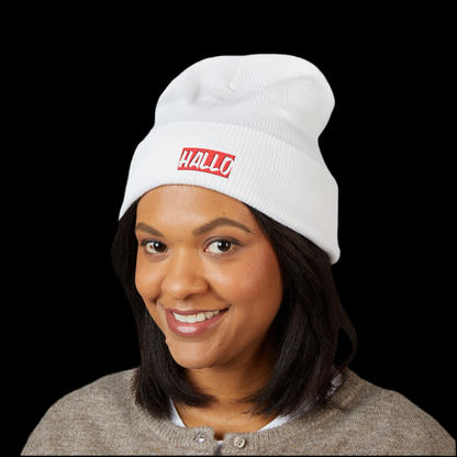 Beanie Hat - Hallo Embroidered Design