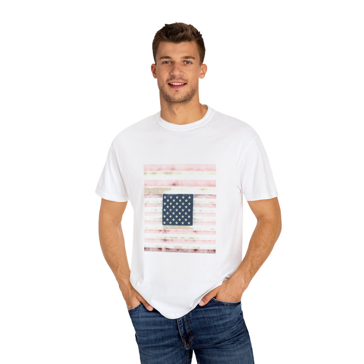 Patriotic Garment-Dyed T-Shirt | Perfect for 4th of July, Memorial Day, Casual Wear, Gifts, Americana Style Printify