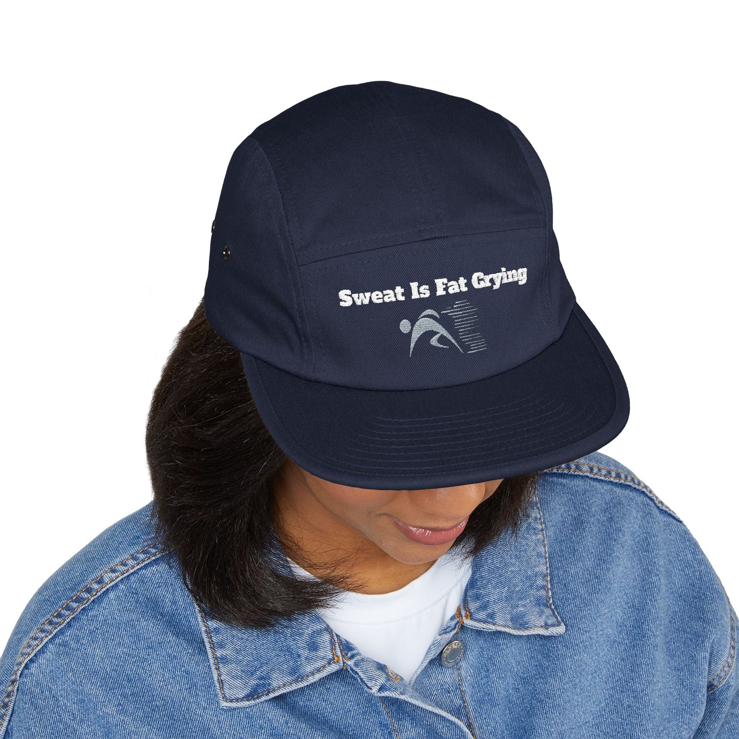 Motivational 5 Panel Cap | Sweat Is Fat Crying | Gym Wear, Sports Cap, Fitness Gift, Outdoor Hat, Workout Accessory Printify