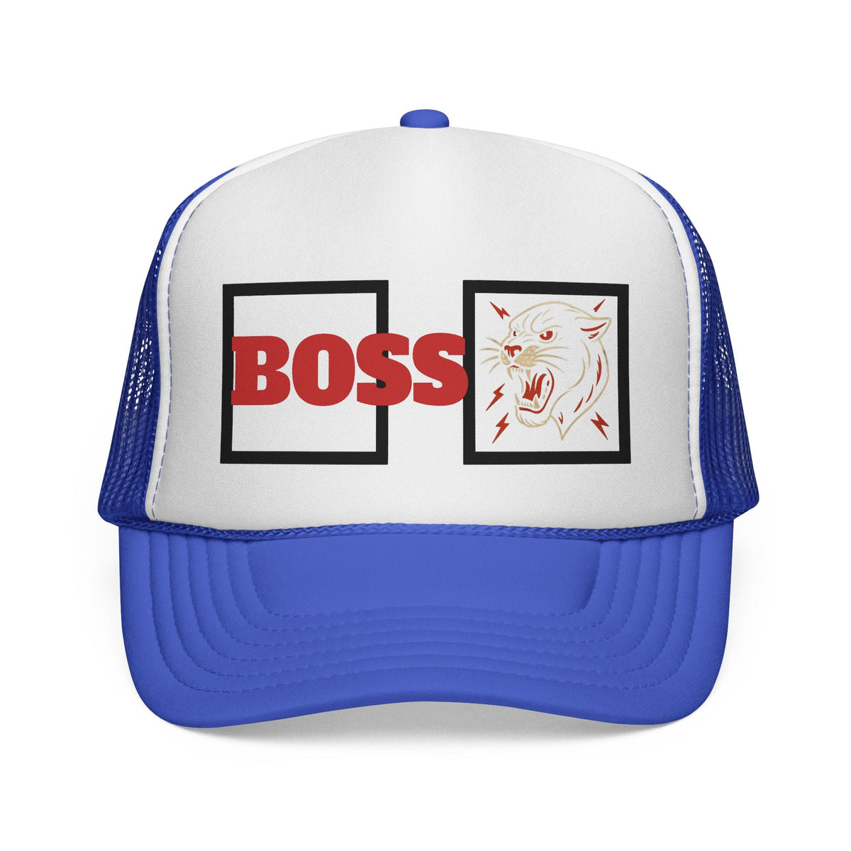 Bold Boss Trucker Cap - Eye-Catching Statement Hat for Leaders, Cool Gifts for Him & Her, Fun Outdoor Style, 'Boss' Design Printify