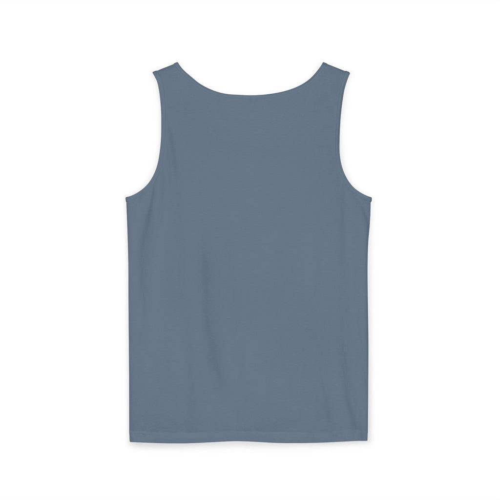 Unisex Garment-Dyed Tank Top - 'Hallo Hello Hate Less' Graphic Tee for Positive Vibes