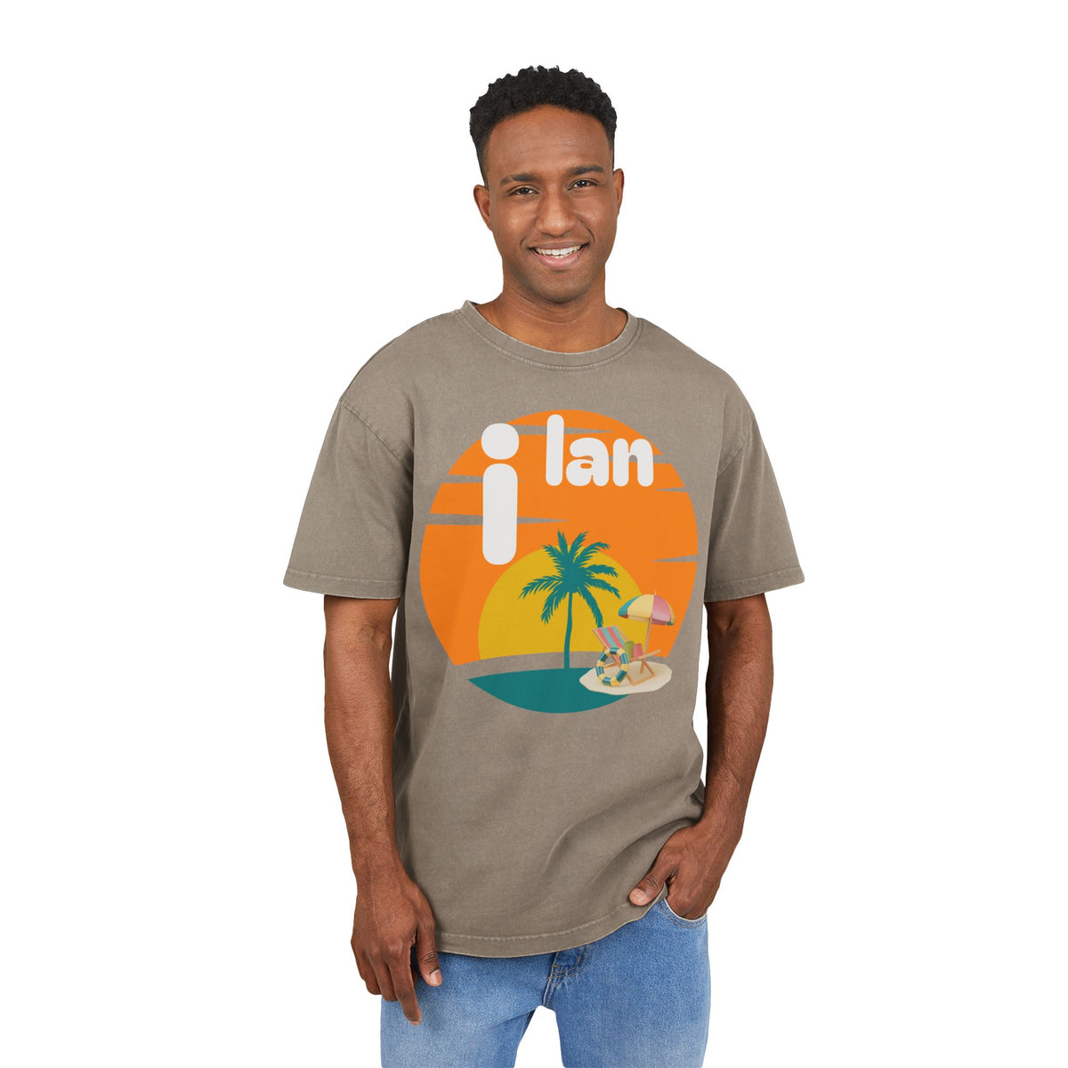Oversize Tee Acid Washed Men's Graphic T-Shirt 'i lan'