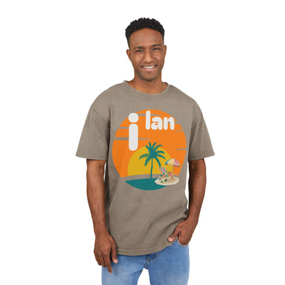 Oversize Tee Acid Washed Men's Graphic T-Shirt 'i lan'