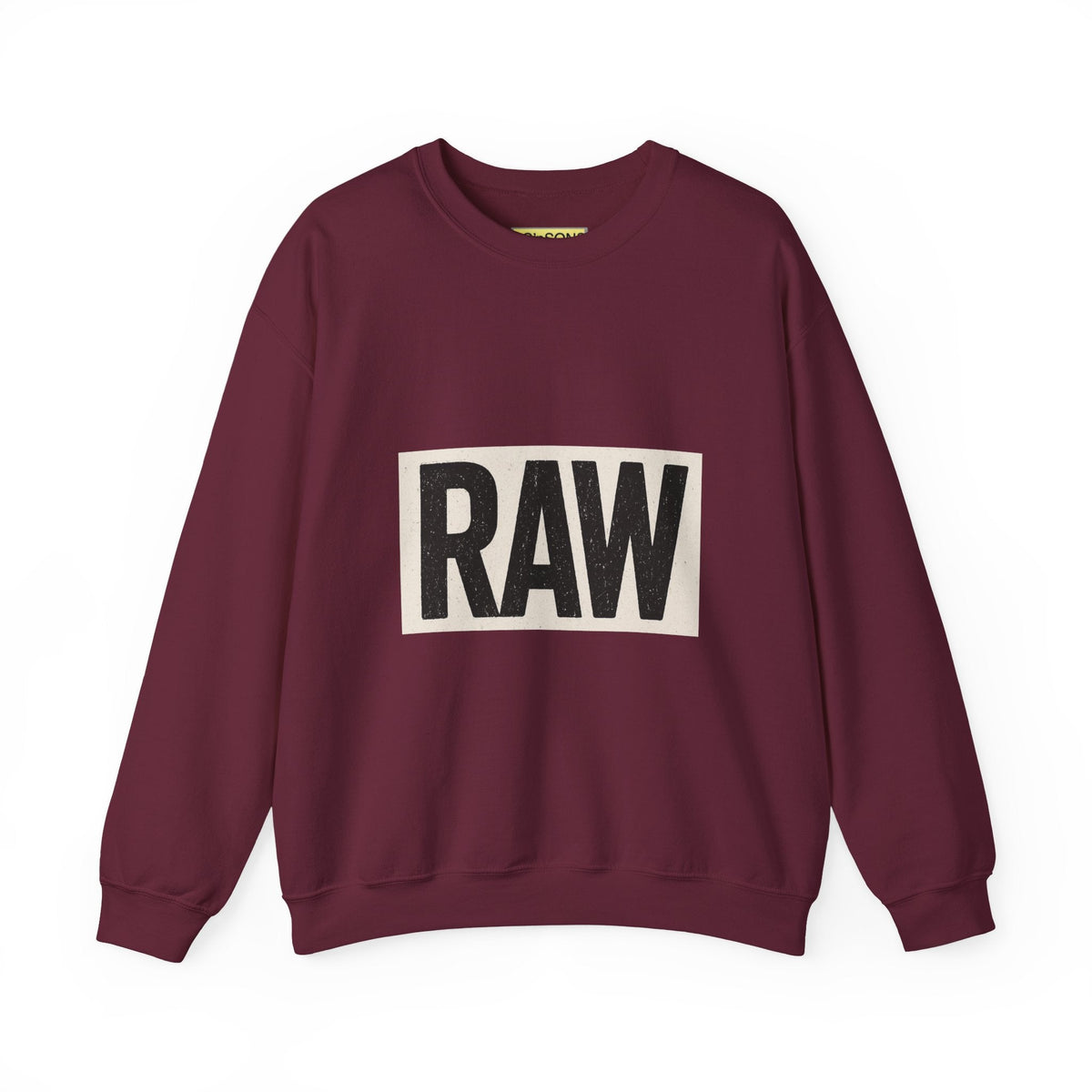 Stylish RAW Graphic Crewneck Sweatshirt, Unisex Casual Wear, Cozy Winter Layer, Trendy Streetwear, Perfect Gift for Him/Her Printify