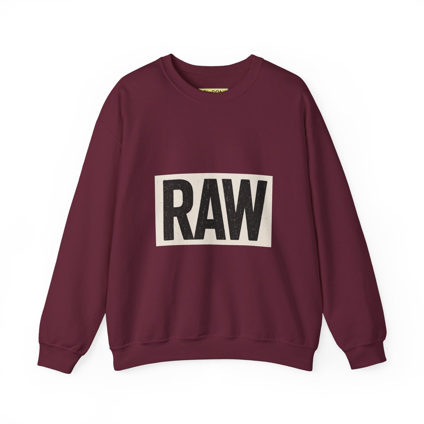 Stylish RAW Graphic Crewneck Sweatshirt, Unisex Casual Wear, Cozy Winter Layer, Trendy Streetwear, Perfect Gift for Him/Her Printify