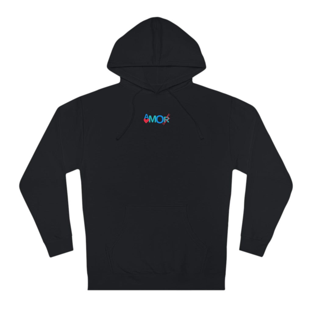 AMORX Unisex Hooded Sweatshirt - Cool and Edgy Love Typography Design Printify