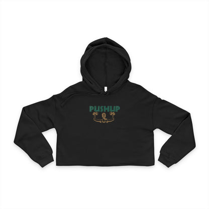 Women's Cropped Hoodie - 'Pushup' Motivational Fitness Style
