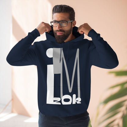 Hoodie with 'I'M zOk' Design - Three-Panel Fleece