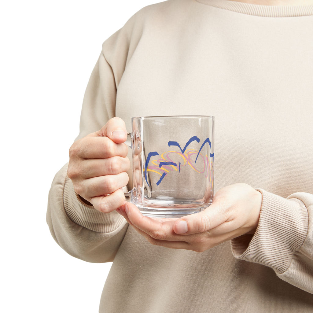 Artistic 10oz Glass Mug - Colorful Abstract Design for Everyday Use