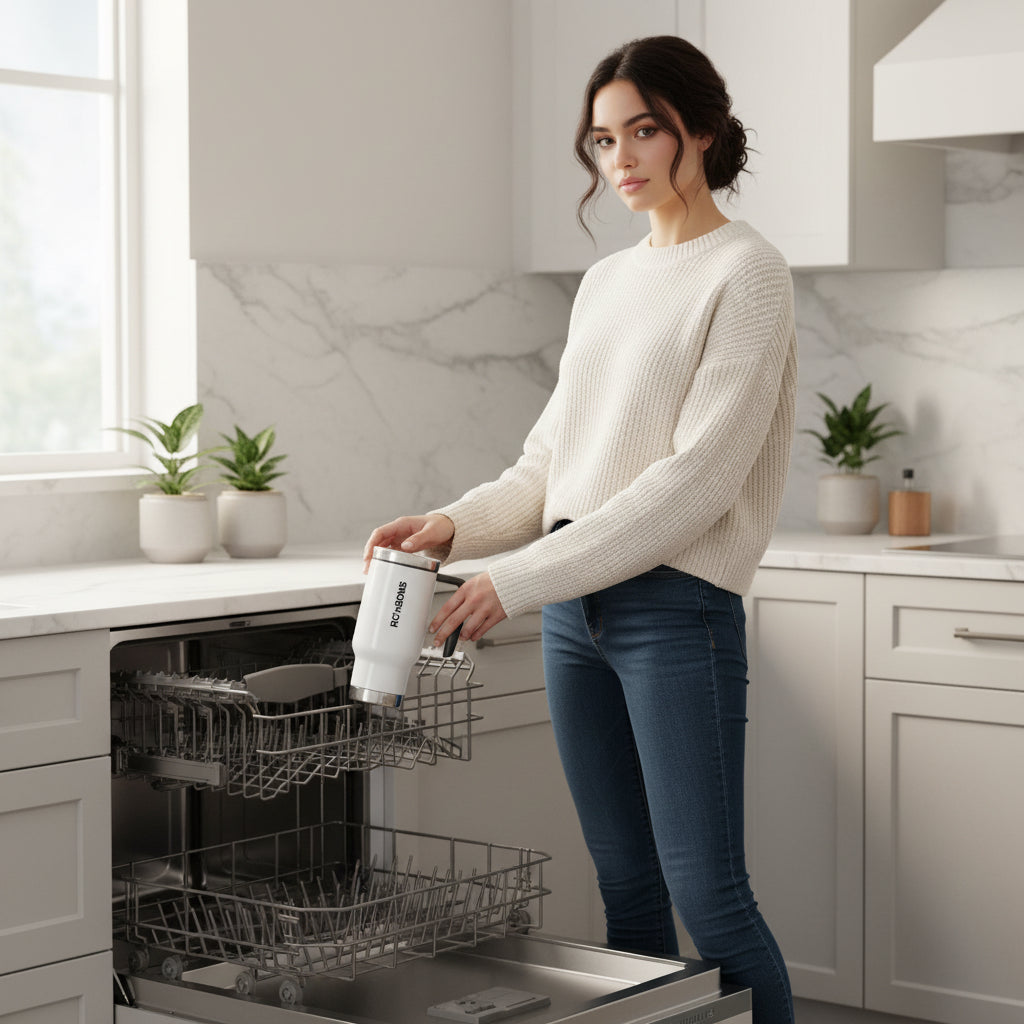 Travel Mug — Stainless Steel 14oz Insulated Travel Mug with Handle (Custom Logo)