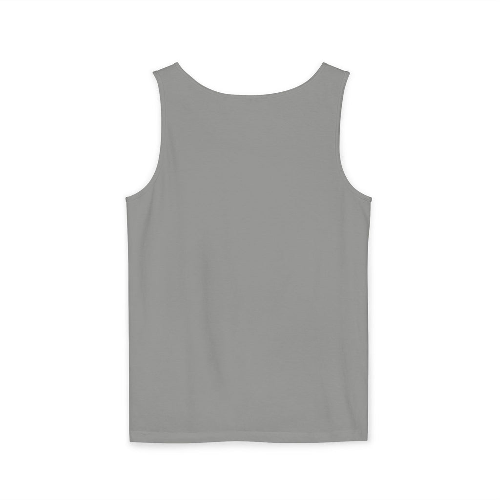 Unisex Garment-Dyed Tank Top - 'Hallo Hello Hate Less' Graphic Tee for Positive Vibes