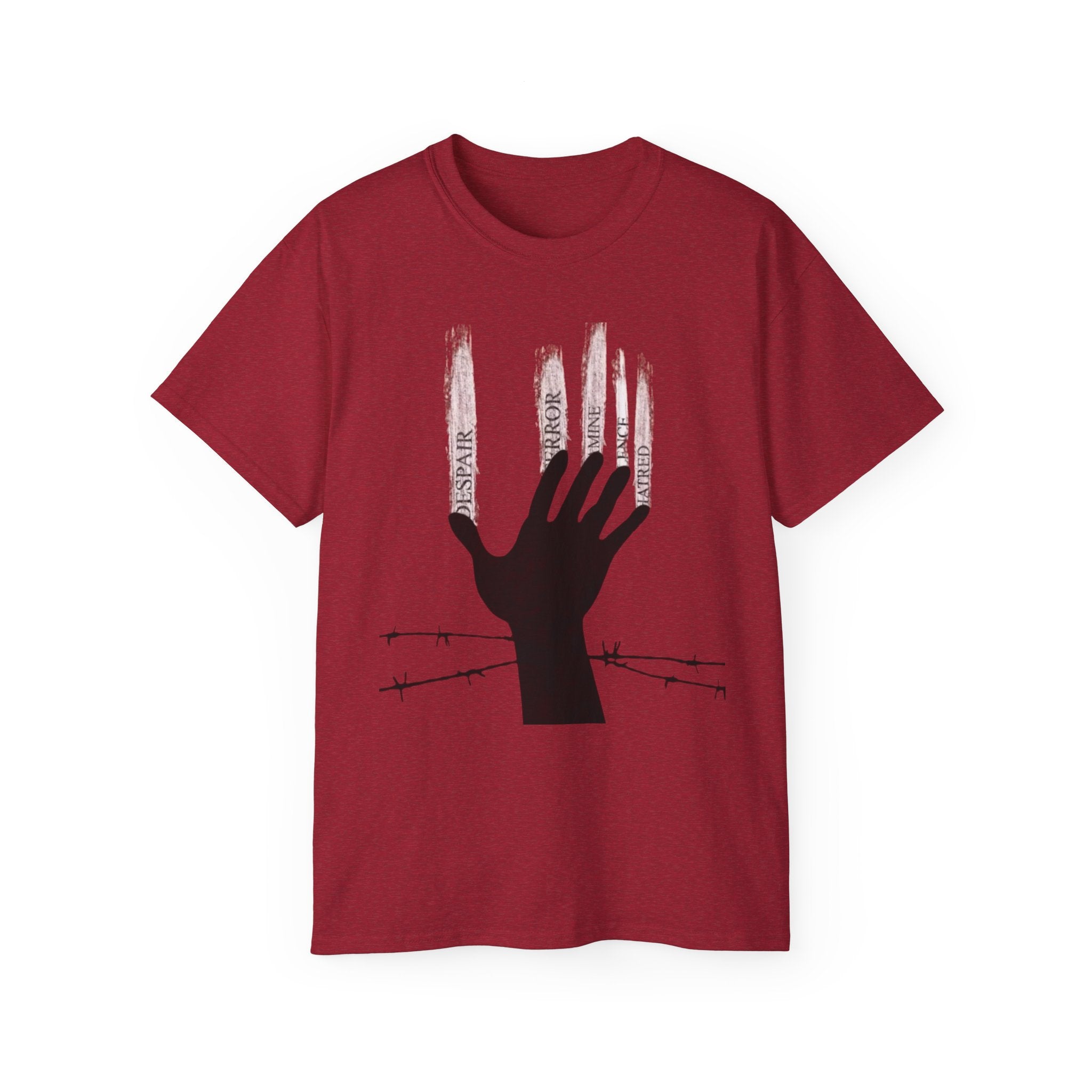 Bold Graphic Tee, Hand and Barbed Wire Design, Unisex Casual Shirt, Unique Art Apparel, Gift for Art Lovers Printify