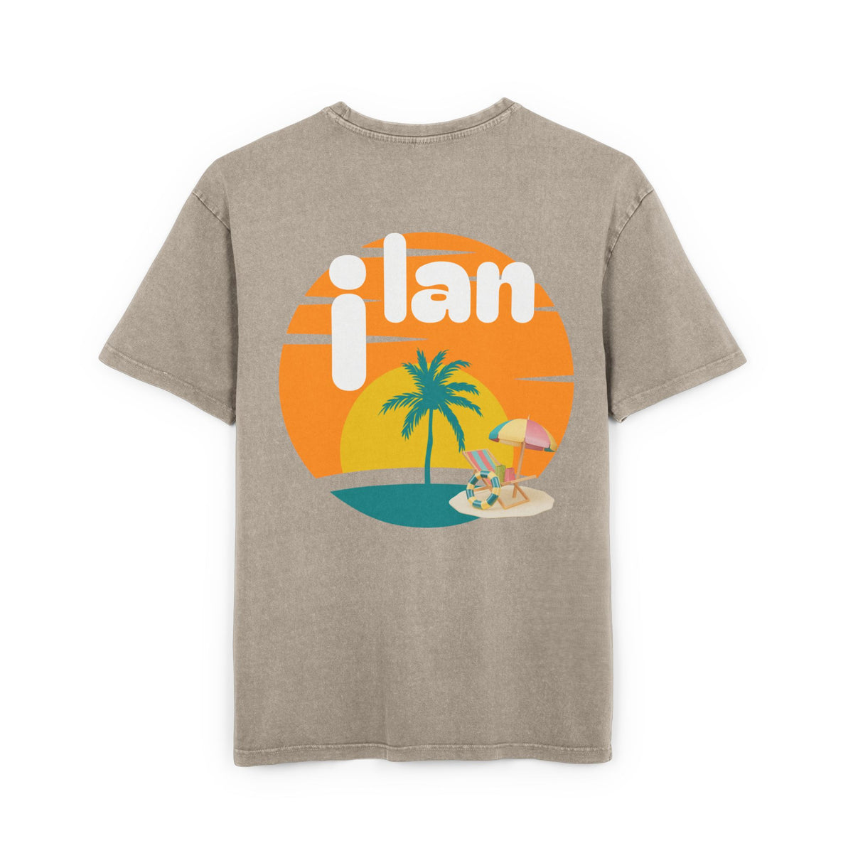 Oversize Tee Acid Washed Men's Graphic T-Shirt 'i lan'