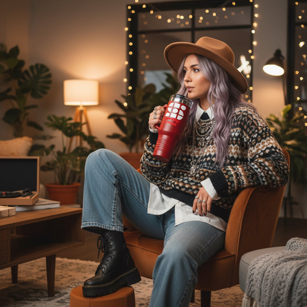 Travel Mug - 'Happy Xmas' Design Printify