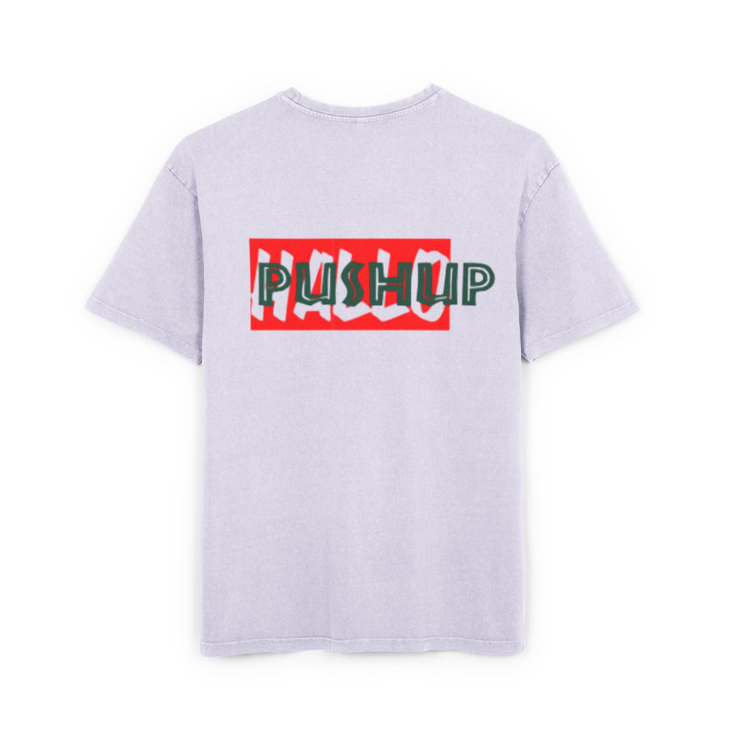 Men's Acid Washed Oversized Tee - Trendy 'Push Up' Graphic Shirt