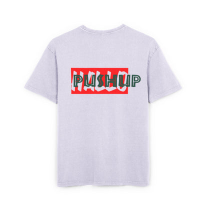 Men's Acid Washed Oversized Tee - Trendy 'Push Up' Graphic Shirt