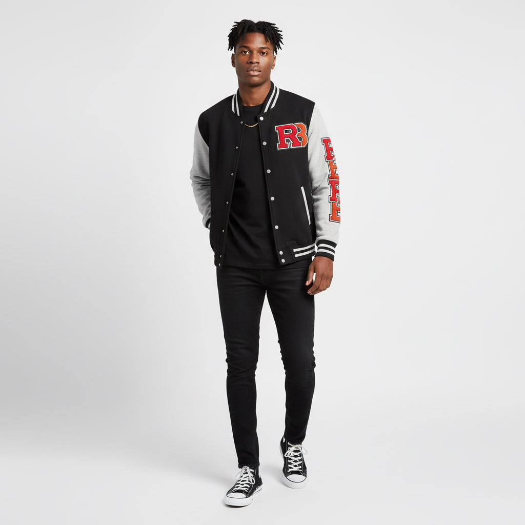 Letterman Jacket - RB Varsity Embroidered Retro Baseball Letter Jacket Printify