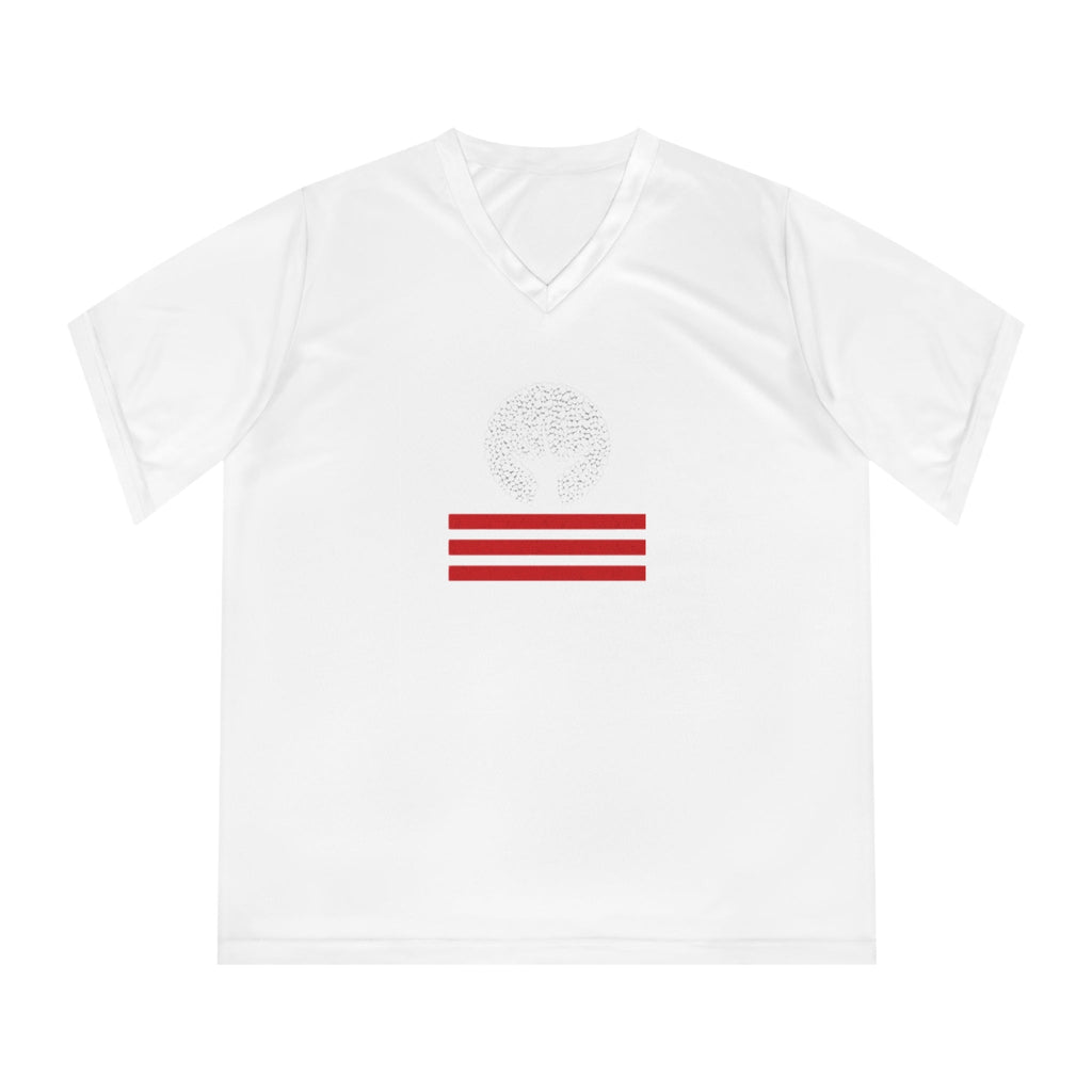 Women's Performance V-Neck T-Shirt with Unique Graphic Design, Sports Tee, Workout Top, Casual Athletic Wear, Gift for Active Lifestyle Printify