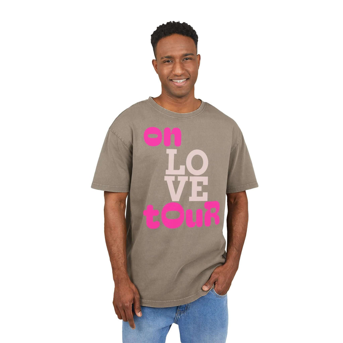 Oversized Tee On Love Tour Acid Washed Men's T-Shirt