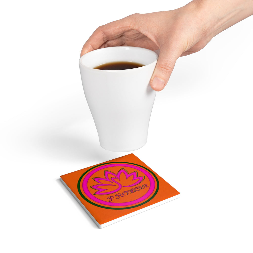 Vibrant Lotus Design Ceramic Coaster – PROLOVE Theme for Home Decor