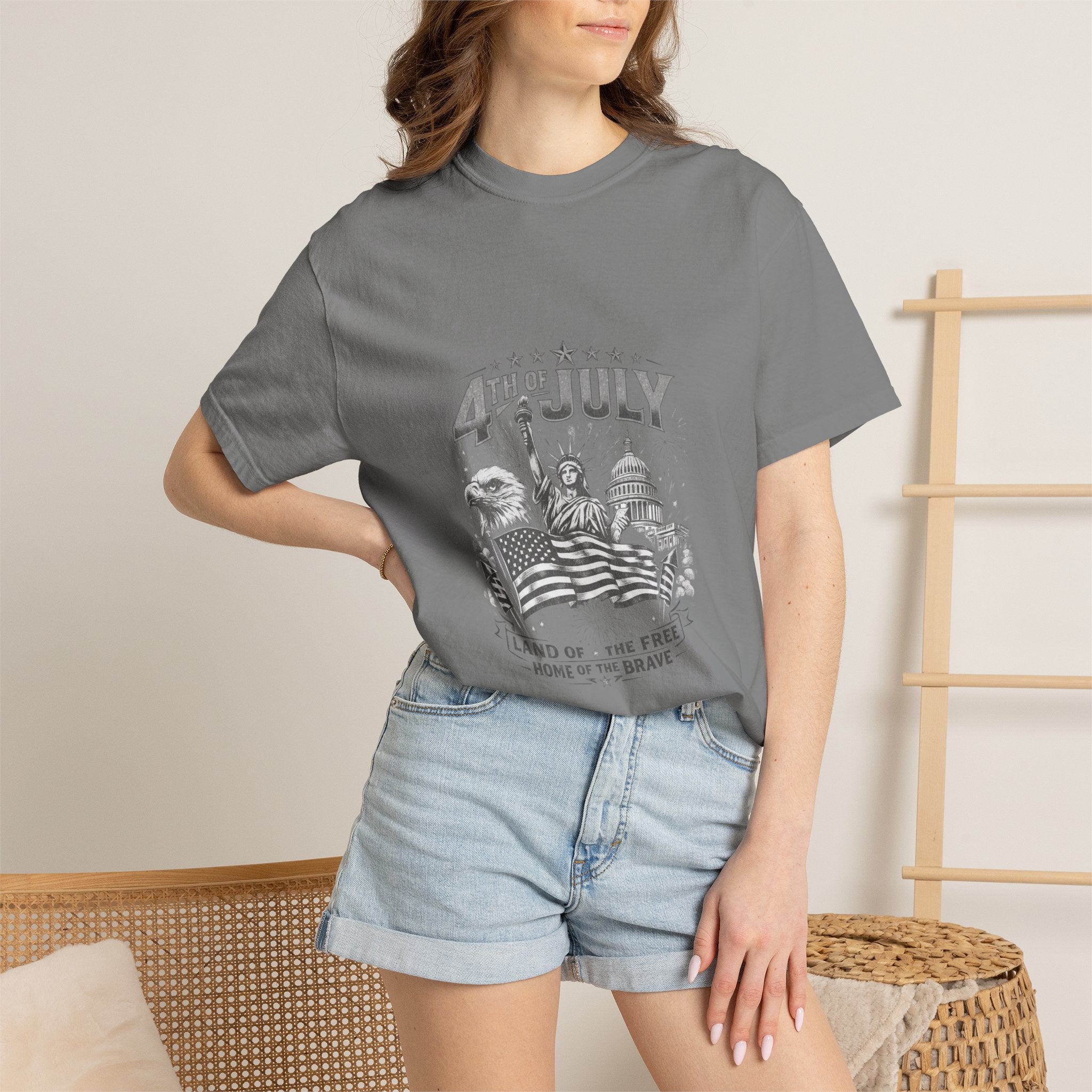 4th of July Patriotic T-Shirt — 'Land of the Free, Home of the Brave'