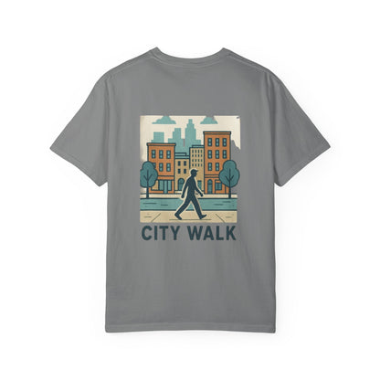 City Walk Unisex Garment-Dyed T-shirt, Urban Streetwear, Casual Fashion, Gift for City Lovers, Travel Enthusiast Apparel Printify