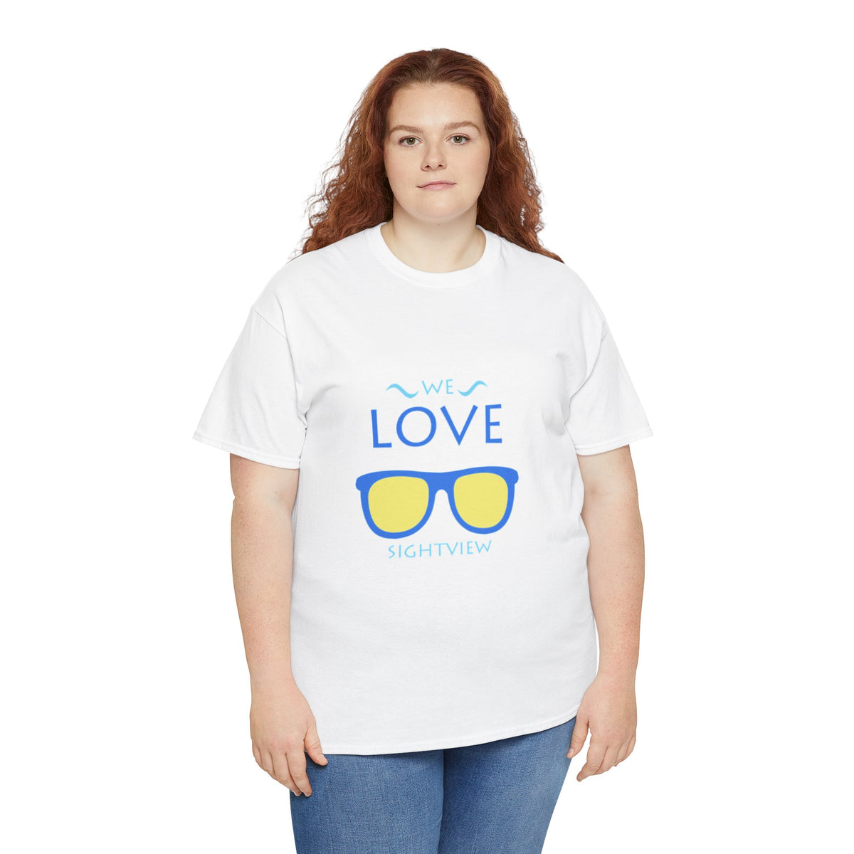 Unisex Heavy Cotton Tee - 'We Love Sightview' Sunglasses Design - Casual Summer Fashion