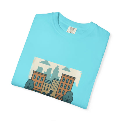City Walk Unisex Garment-Dyed T-shirt, Urban Streetwear, Casual Fashion, Gift for City Lovers, Travel Enthusiast Apparel Printify