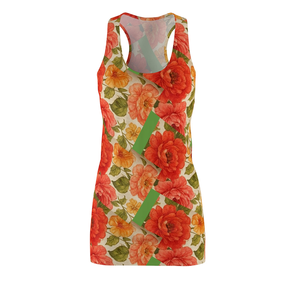 Floral Summer Racerback Dress, Women's Summer Dress, Bohemian Dress, Beachwear, Floral Print Dress, Casual Dress, Outdoor Dress