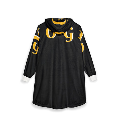 Cozy Unisex Hooded Blanket with Yoga Typography - Perfect for Relaxation and Lounging