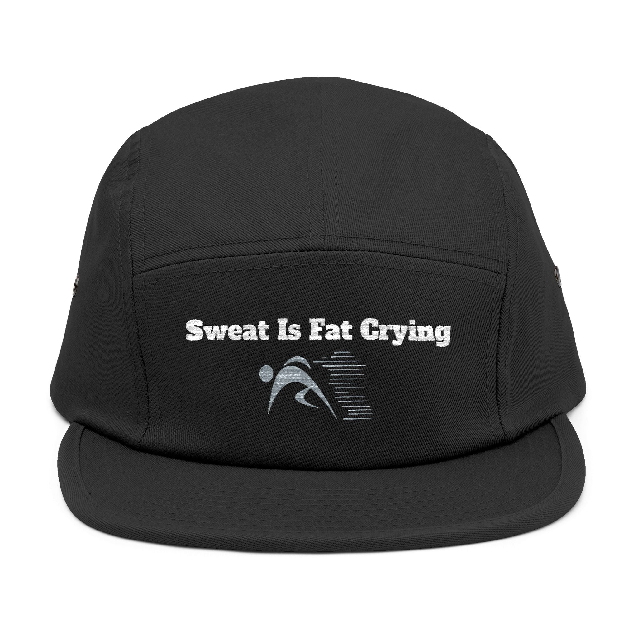 Motivational 5 Panel Cap | Sweat Is Fat Crying | Gym Wear, Sports Cap, Fitness Gift, Outdoor Hat, Workout Accessory Printify