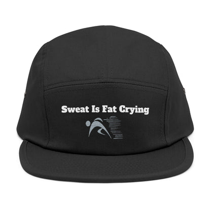 Motivational 5 Panel Cap | Sweat Is Fat Crying | Gym Wear, Sports Cap, Fitness Gift, Outdoor Hat, Workout Accessory Printify