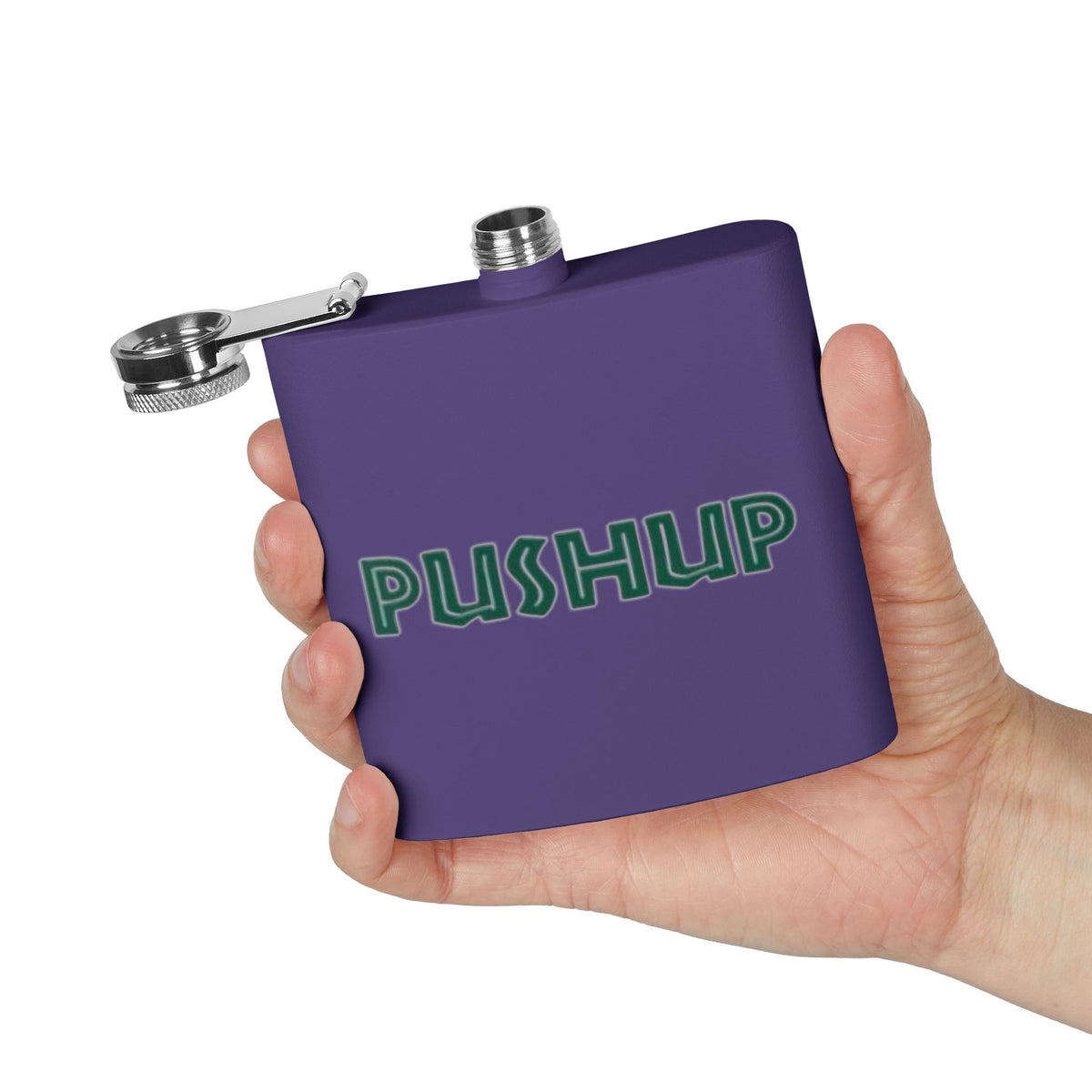 Personalized 6oz Stainless Steel Flask - Pushup Design