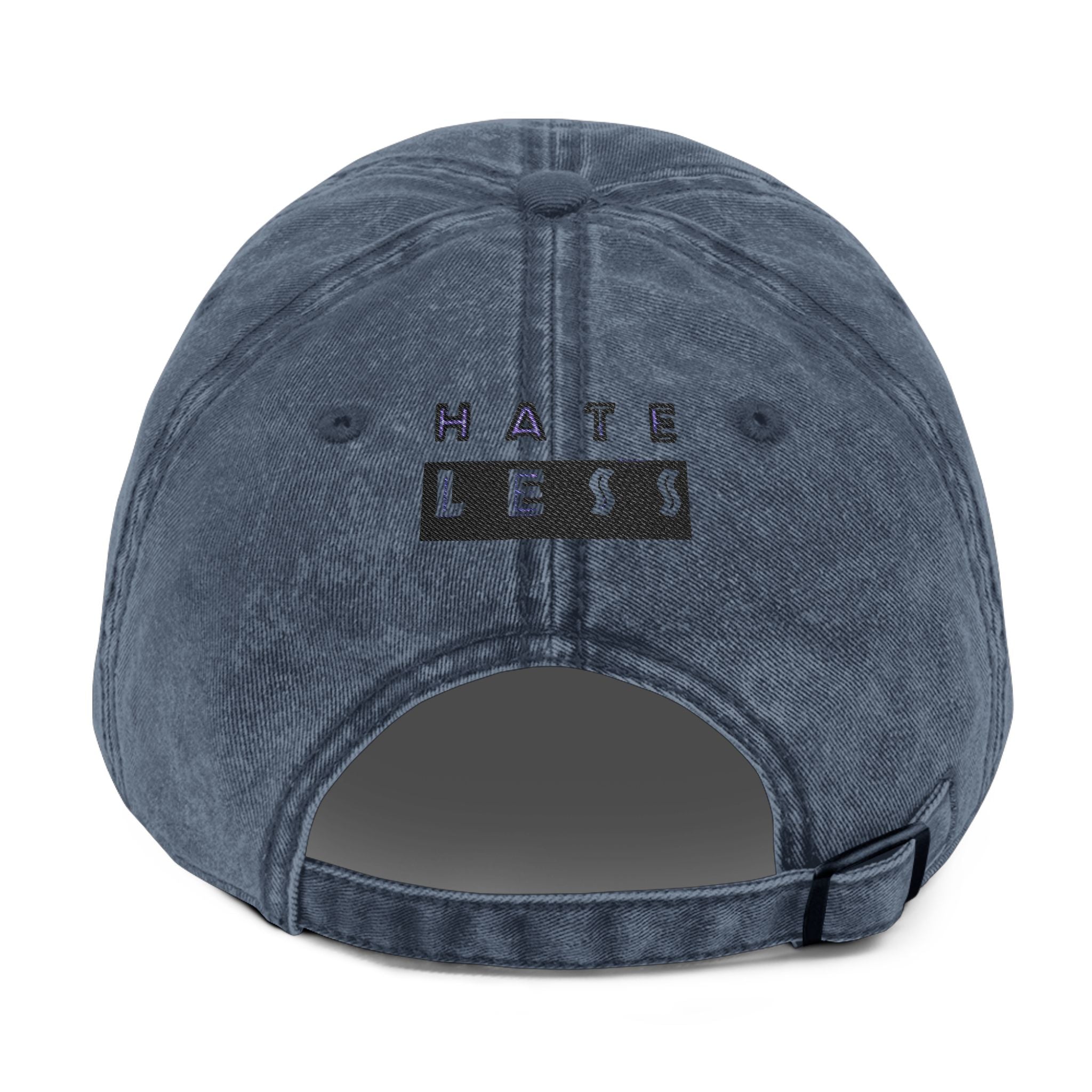 Vintage Embroidered Cap - 'HATE LESS' Righteous Apparel for Positive Vibes Printify