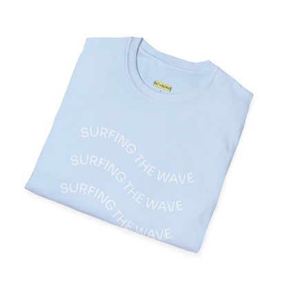 Surfing the Wave Unisex Softstyle T-Shirt, Beachwear, Summer Apparel, Gift for Surfers, Casual Tee, Surfing Theme Shirt