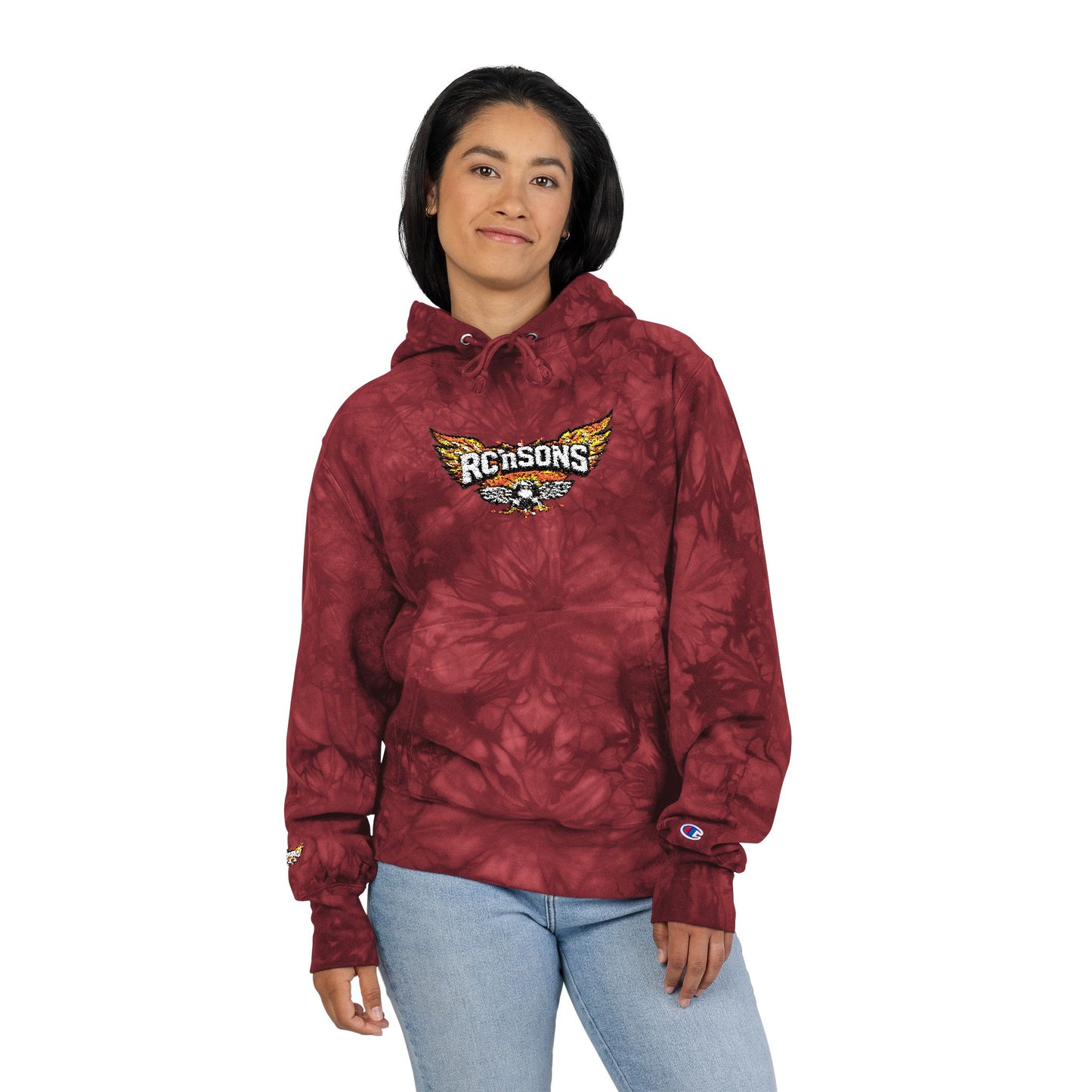 Tie-Dye Embroidered Hoodie — Roosters Wing Logo