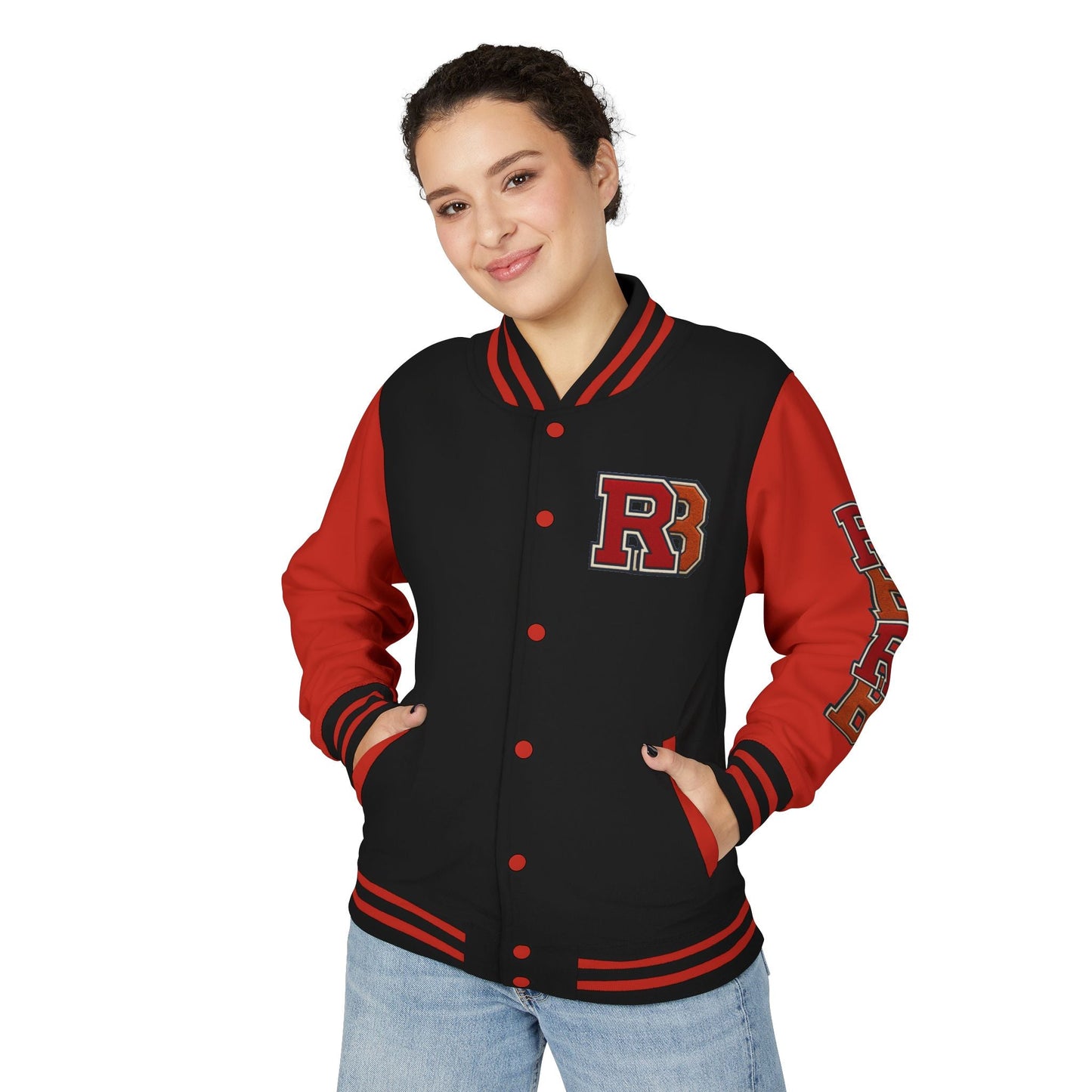 Letterman Jacket - RB Varsity Embroidered Retro Baseball Letter Jacket Printify
