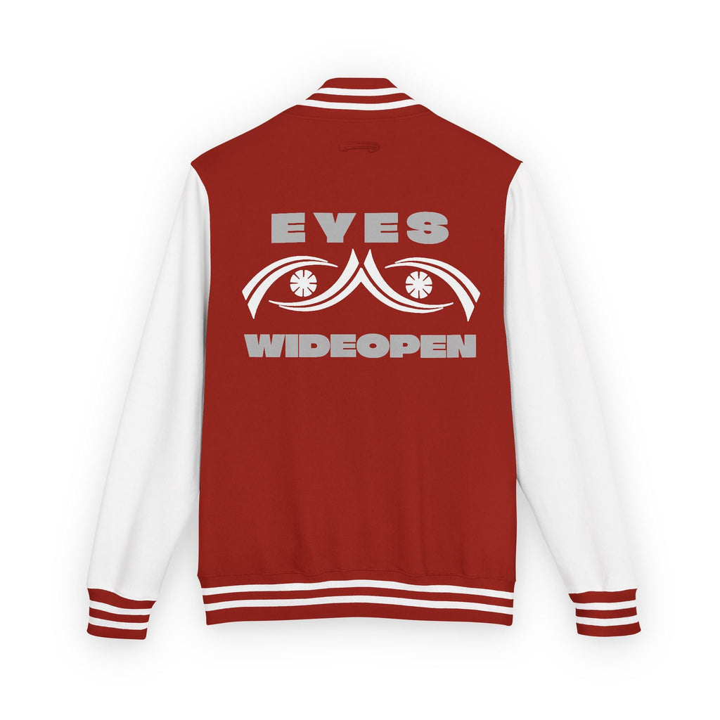 Unisex Heavyweight Letterman Jacket - Eyes Wide Open, Cozy Stylish Outerwear, Great for Game Days, Unique Gift for Teens, Trendy [...] Printify