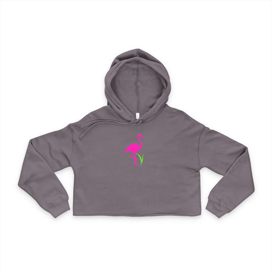 Women's Cropped Hoodie with Flamingo Design, Trendy Apparel, Summer Fashion, Casual Wear, Gift for Her, Easy Summer Outfits