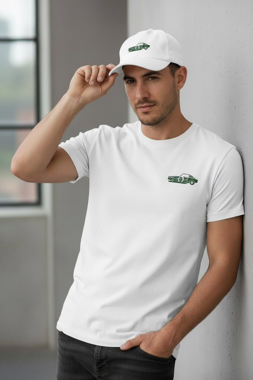 Vintage Race Car Tee – Minimal Green Sports Car Graphic T-Shirt