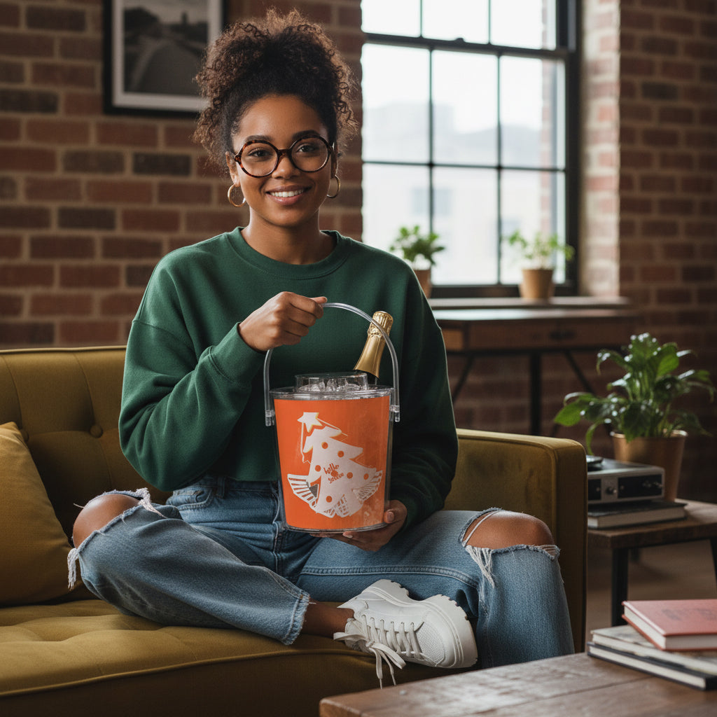 Festive Ice Bucket with Tongs Printify