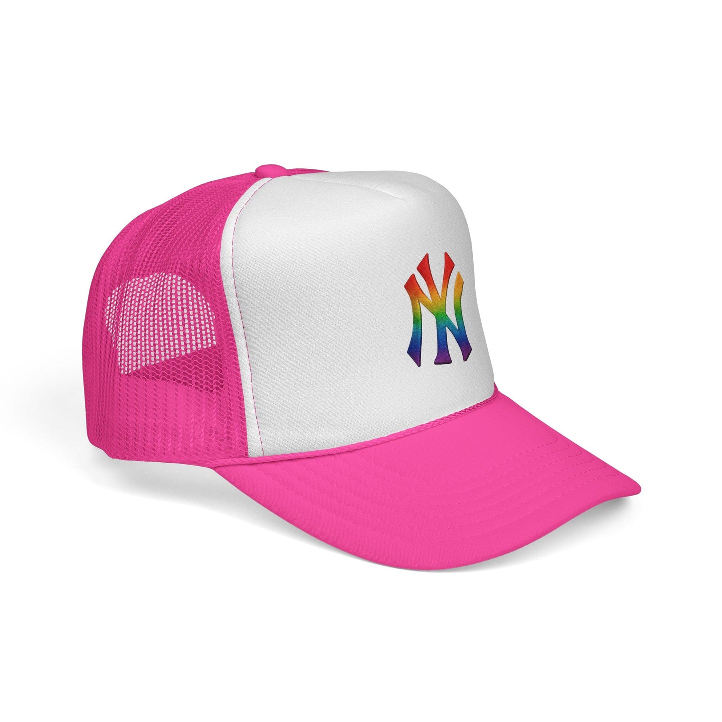 Rainbow Pride Trucker Cap - Celebratory Hat for Festivals, LGBTQ+ Events, Casual Wear, Summer Outings, Unisex Gift Printify
