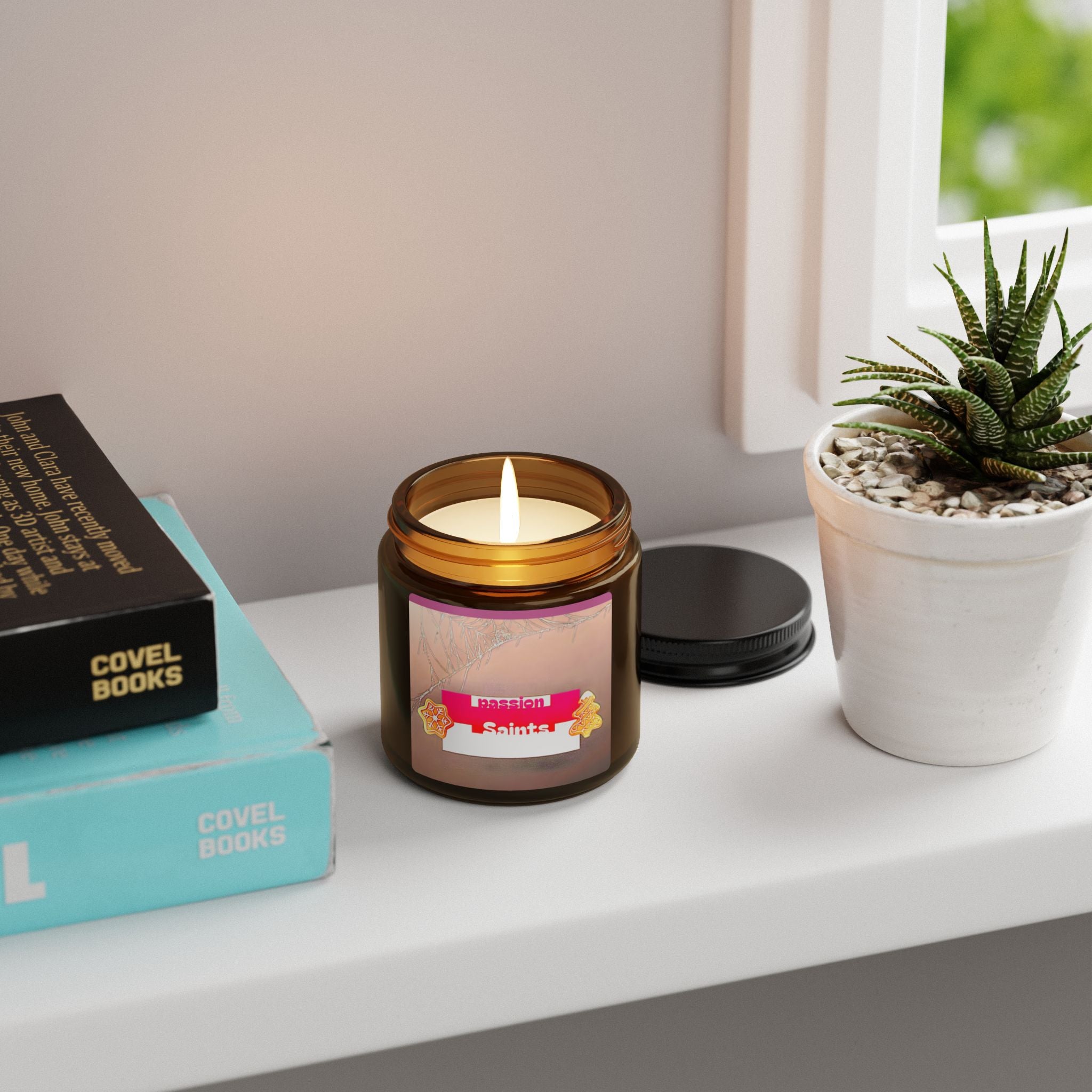 Passion Saints Scented Soy Candle (Multi-Size, Amber Jar)